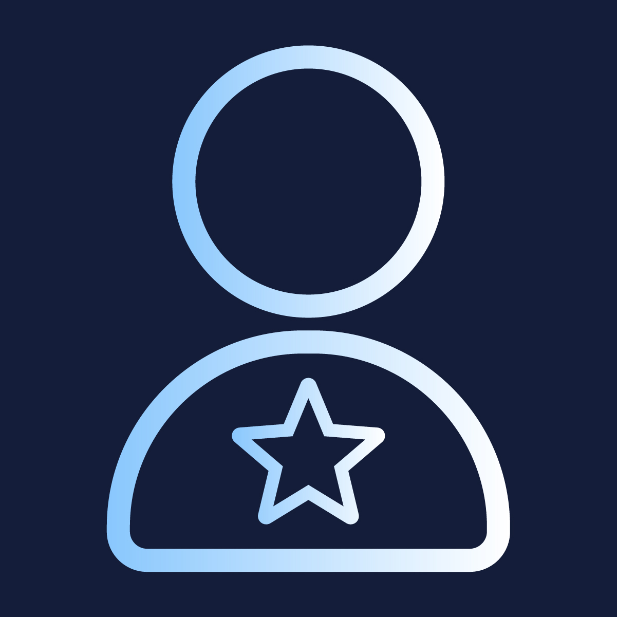 icon representing dignity - line drawing of a person with a star on their chest