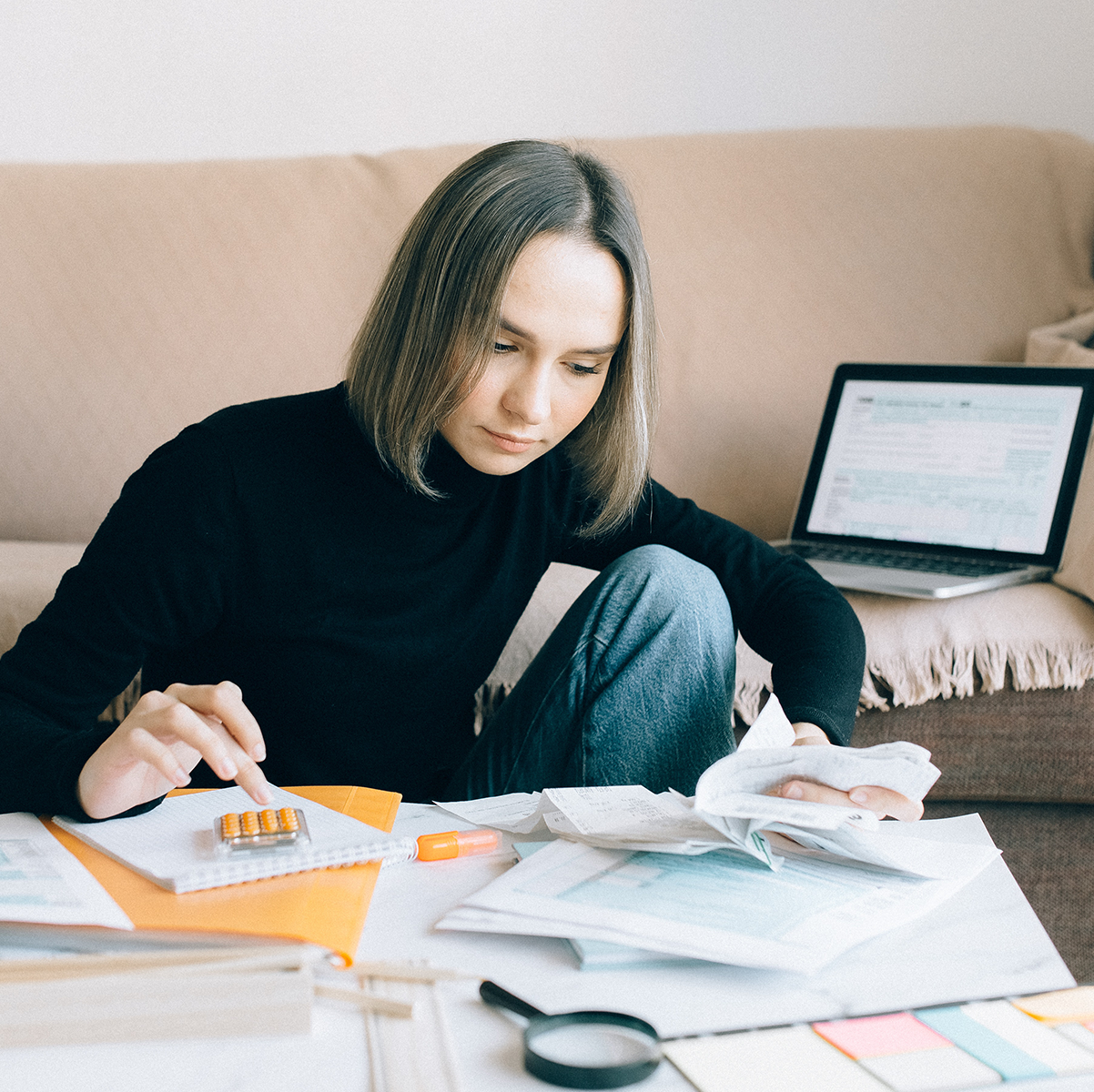 woman paying bills